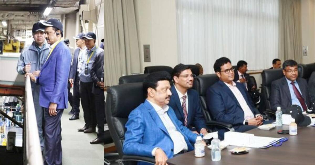  கெத்தாக கோட் சூட் போட்டு! தலையில் கேப்புடன் கோமாட்சு நிறுவனத்தை பார்வையிட்ட முதலமைச்சர் ஸ்டாலின்..!