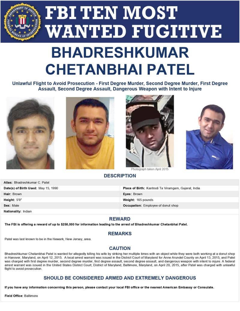 Who is Bhadreshkumar Patel, the Gujarati wife-killer on FBI's top 10 most-wanted fugitives list since 2017 snt
