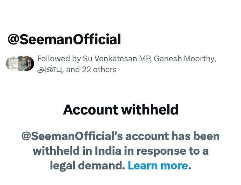 Chief Minister Stalin condemns Seeman Thirumurugan Gandhi Twitter account being disabled