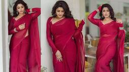 Eesha Rebba looks mind blowing in red saree poses dtr 