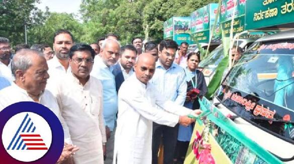 Minister Dr Sharan Prakash Patil drives the Krishi Mahiti Ratha  in Kalaburagi rav