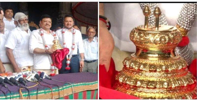 Jayantilal Salani a jeweler  gifted a gold chadari worth Rs 55 lakh to the Parthasarathy temple