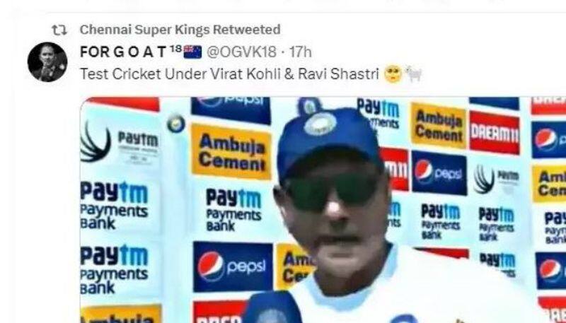 Chennai Super kings Retweet Post That Praising Kohli and Shastri Era as India Struggle in WTC Final 2023 MSV 