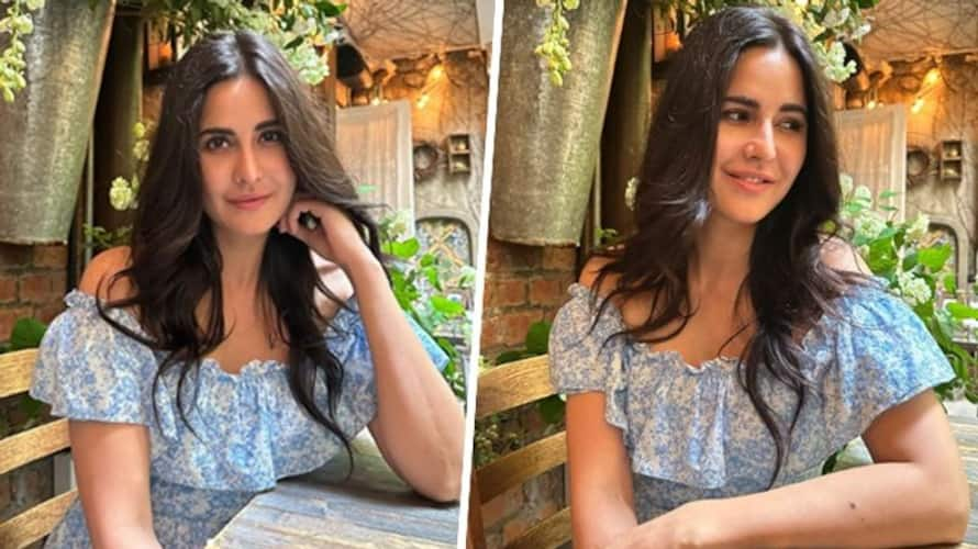 Katrina Kaif in New York City: Actress looks pretty in off-shoulder printed blue dress (Photos) RBA