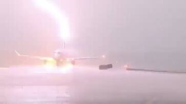 WATCH Moment when lightning strikes American Eagle aircraft in