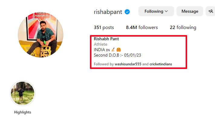 Rishabh Pant updates Instagram bio with chilling new information kvnC