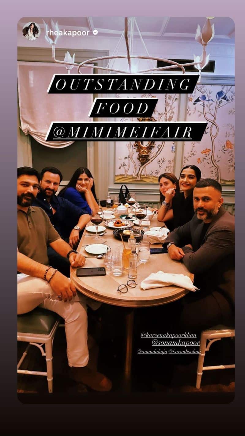 Sonam Kapoor,  Anand Ahuja enjoy dinner date with Kareena Kapoor-Saif Ali Khan, Rhea Kapoor- Karan Boolani ADC
