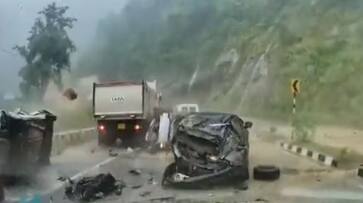 Massive Boulder Crashes Into Cars On Highway near dimapur nagaland Massive Boulder Crashes Into Cars On Highway near dimapur nagaland
