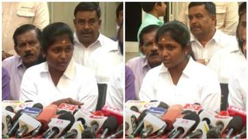 Sharmila spoke to reporters after meeting Kamal Haasan video goes viral Sharmila spoke to reporters after meeting Kamal Haasan video goes viral