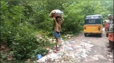 area people give a punishment to auto driver who throw a waste in road side in kanyakumari area people give a punishment to auto driver who throw a waste in road side in kanyakumari