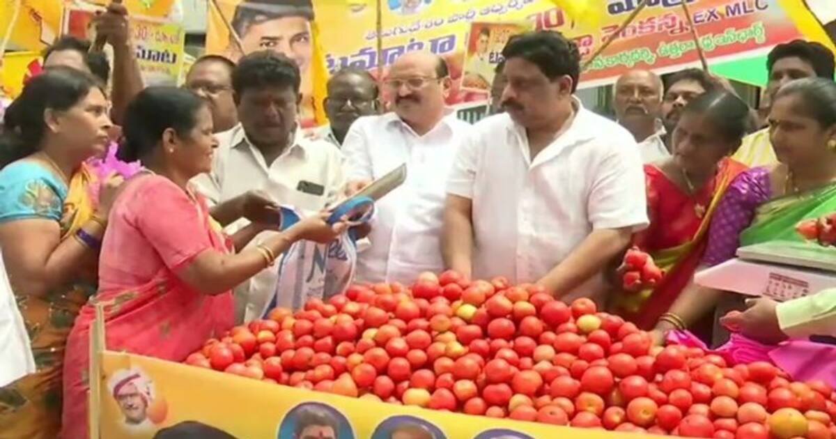 குறைந்த விலையில் தக்காளி: ஆந்திராவில் போட்டி போட்டு கொண்டு விற்கும் அரசியல் கட்சிகள்!