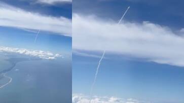 Chennai to Dakka Flight Passengers witnessed the launch of chandrayaan 3 in aerial view viral video Chennai to Dakka Flight Passengers witnessed the launch of chandrayaan 3 in aerial view viral video