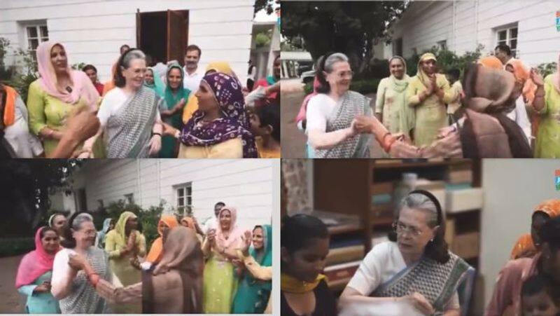 Sonia Gandhi dances with women farmers from Haryana video goes viral