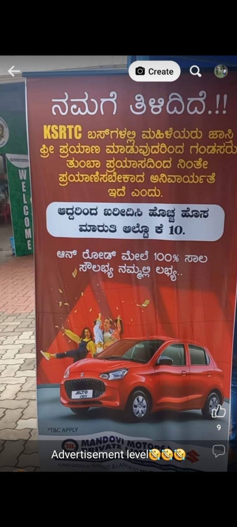 Maruti Dealer use Karnataka Govt Women Free bus Shakti scheme as a advertisement campaign Goes viral ckm  
