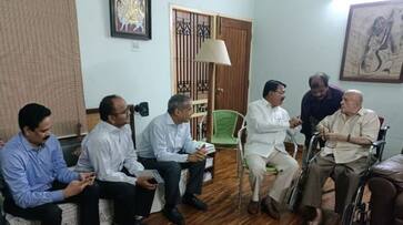 Telangana Agriculture Minister Niranjanreddy meeting with MS Swaminathan AKP Telangana Agriculture Minister Niranjanreddy meeting with MS Swaminathan AKP