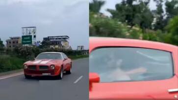 CSK Skipper MS Dhoni driving 1973 Pontiac Trans Am SD-455 model car in Ranchi CSK Skipper MS Dhoni driving 1973 Pontiac Trans Am SD-455 model car in Ranchi