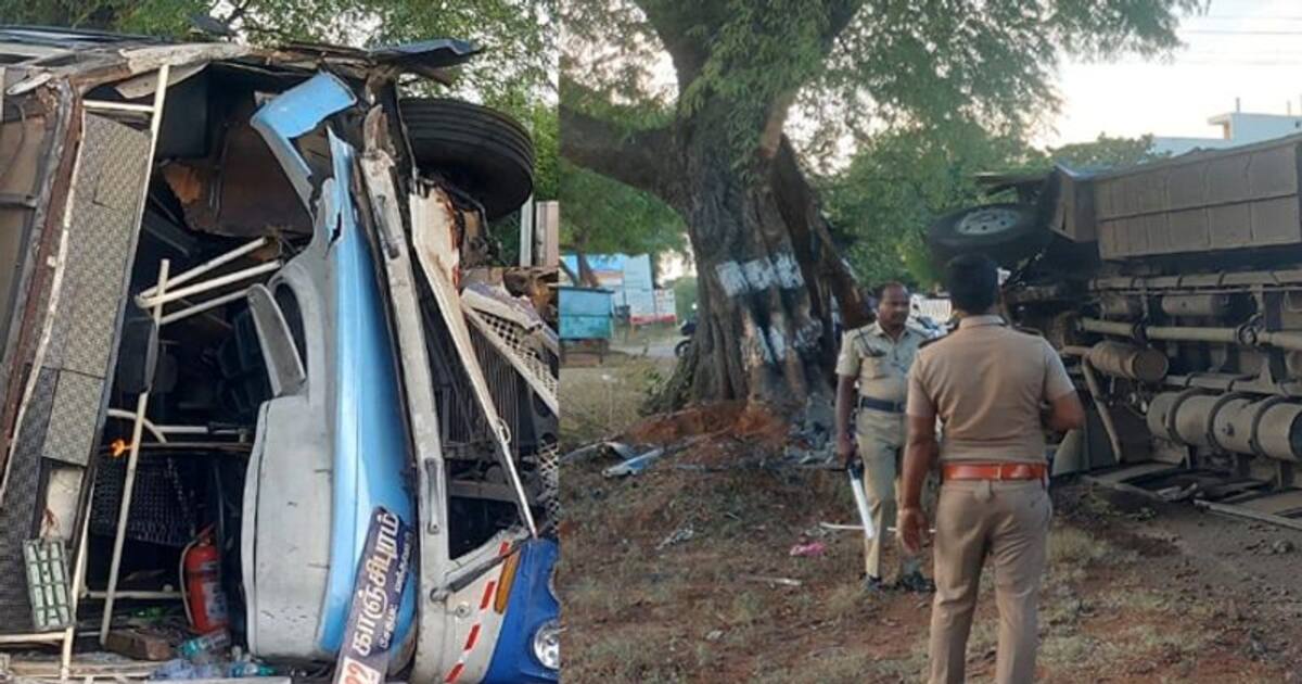 சினிமா பாணியில் மரத்தில் மோதி கவிழ்ந்த அரசு பேருந்து! 15 பேருக்கு கை கால் முறிவு! வலியால் துடித்த பயணிகள்.!