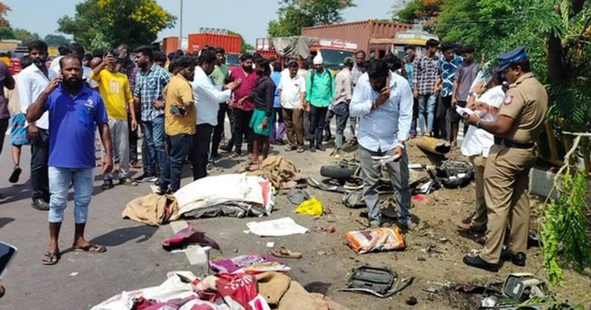 செங்கல்பட்டில் அதிக வேகத்தில் வந்த டிப்பர் லாரி.. சாலையை கடக்க முயன்றவர்கள் மீது மோதி விபத்து.. 6 பேர் பலி