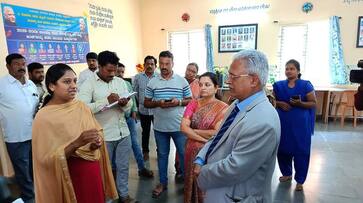 Karnataka Lokayukta Justice BS Patil visited Ladies Hostel at Chitradurga gvd Karnataka Lokayukta Justice BS Patil visited Ladies Hostel at Chitradurga gvd