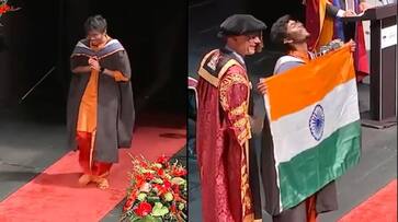 Indian student unfurls tricolour during convocation in foriegn land video goes viral in social Media akb Indian student unfurls tricolour during convocation in foriegn land video goes viral in social Media akb