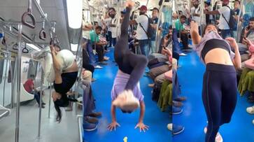 girl did somersault inside metro train video goes viral in social Media akb girl did somersault inside metro train video goes viral in social Media akb