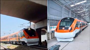 saffron color Vande Bharat train runs first time Railway Minister Ashwini vaishnaw shares video akb saffron color Vande Bharat train runs first time Railway Minister Ashwini vaishnaw shares video akb