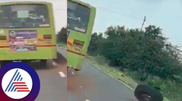 Tire removed from NWKRTC moving bus at gadag rav Tire removed from NWKRTC moving bus at gadag rav