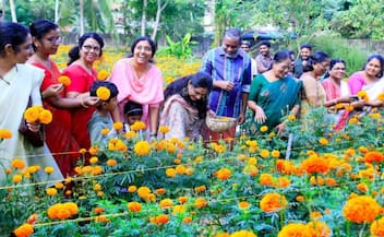 minister p prasad Flower farming joy