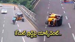 three injured in auto accident in cable bridge Hyderabad AKP 