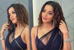 Vikrant Singh Rajput wife Bhojpuri actress Monalisa showed hot look in black saree and revealing blouse rps