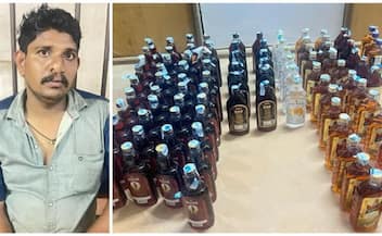 man arrested with 46 litres of Indian made foreign liquor hiding in scooter afe