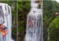 viral video couple dated at handing tale more than 295 feet in air with waterfall kxa 