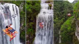 viral video couple dated at handing tale more than 295 feet in air with waterfall kxa 