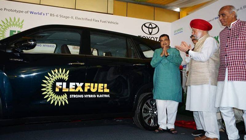 Nitin Gadkari launches world first flex fuel ethanol run Toyota Innova prn