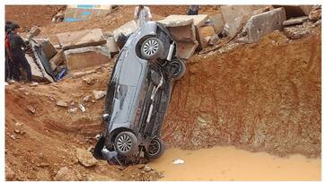 young man died after his car fell into a pothole on the road attingal trivandrum fvv young man died after his car fell into a pothole on the road attingal trivandrum fvv