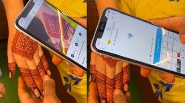 Mehandi Artist creativity goes viral in which shows QR code in mehandi for Rakhi festival digital Payment akb Mehandi Artist creativity goes viral in which shows QR code in mehandi for Rakhi festival digital Payment akb