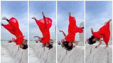 video of Young woman doing a somersault by wearing a sari went viral bkg video of Young woman doing a somersault by wearing a sari went viral bkg