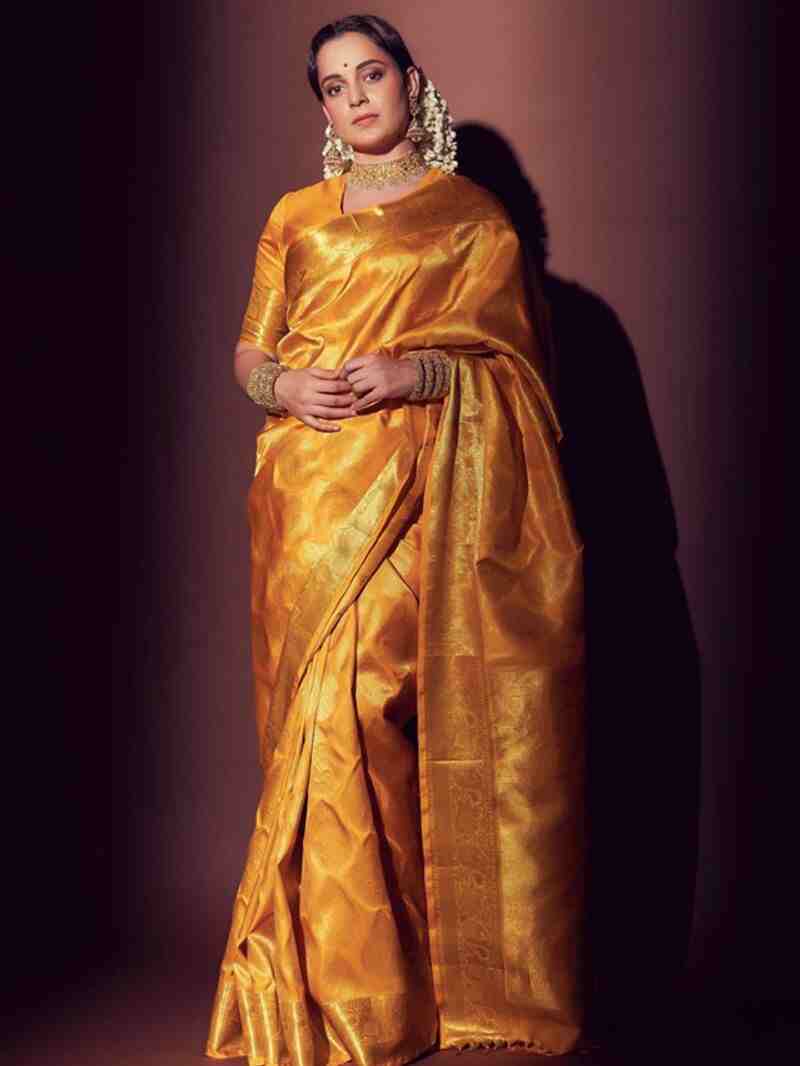 Kalyan Silks - The Kanchipuram Silk Sarees are made of pure silk, with  motifs having zari of silk threads dipped in liquid gold and silver.The  appeal of the Kanjeevaram Silks lies in