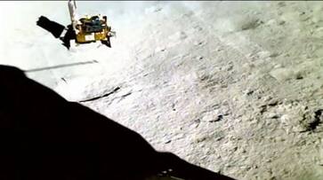 ISRO logo imprints on Moon's surface reveals 'lumpy' texture; check details AJR ISRO logo imprints on Moon's surface reveals 'lumpy' texture; check details AJR