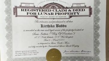 nri from krishna district bought two acres of land on moon ksp VJA nri from krishna district bought two acres of land on moon ksp VJA
