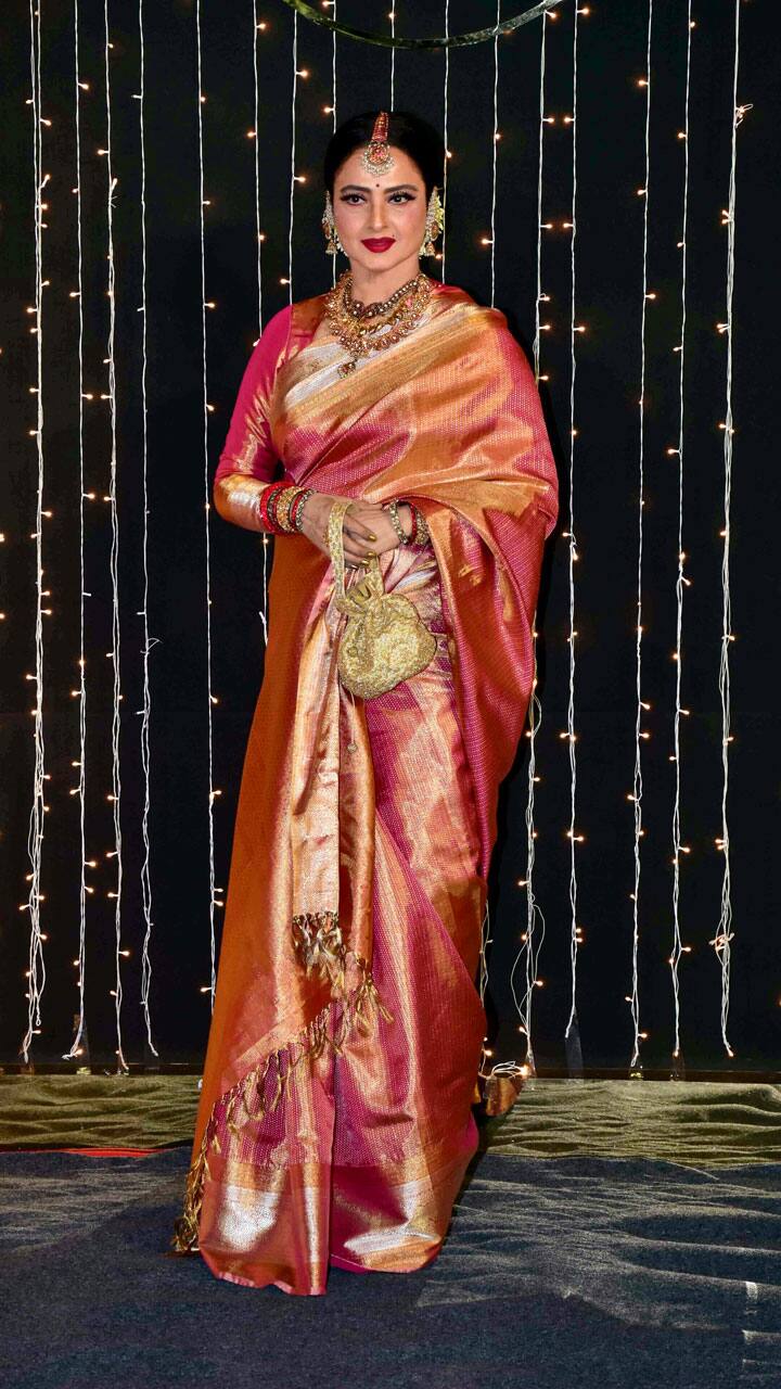 Rekha's Gold Kanjivaram Saree Looks That Are Timeless