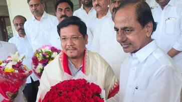 Meghalaya CM Conrad Sangma Meets Telanana CM KCR at Pragathi Bhavn in Hyderabad lns Meghalaya CM Conrad Sangma Meets Telanana CM KCR at Pragathi Bhavn in Hyderabad lns