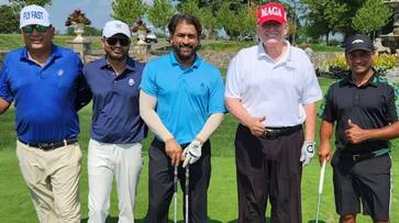 MS Dhoni spotted playing golf with former US President Donald Trump CRA MS Dhoni spotted playing golf with former US President Donald Trump CRA