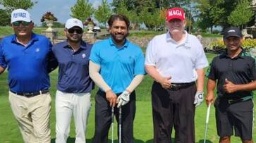 MS Dhoni played golf with Donald Trump us USA rsk MS Dhoni played golf with Donald Trump us USA rsk