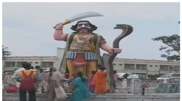 Protest if Mahisha Dasara is celebrated in front of the statue snr Protest if Mahisha Dasara is celebrated in front of the statue snr