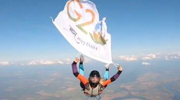 WATCH Man skydives with G20 flag as historic Summit begins Kiren Rijiju shares clip gcw WATCH Man skydives with G20 flag as historic Summit begins Kiren Rijiju shares clip gcw