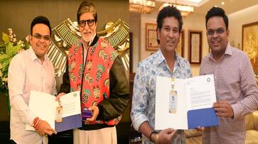 Amitabh Bachchan and Sachin Tendulkar Received World Cup 2023 Golden Ticket From BCCI Secretary Jay Shah rsk Amitabh Bachchan and Sachin Tendulkar Received World Cup 2023 Golden Ticket From BCCI Secretary Jay Shah rsk