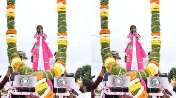 Minister Srinivas Goud inaugurated Chakali Ilamma statue AKP Minister Srinivas Goud inaugurated Chakali Ilamma statue AKP