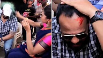 Shah Rukh Khan, Deepika Padukone smashes bottle on Rohit Shetty's head; watch viral video ADC Shah Rukh Khan, Deepika Padukone smashes bottle on Rohit Shetty's head; watch viral video ADC