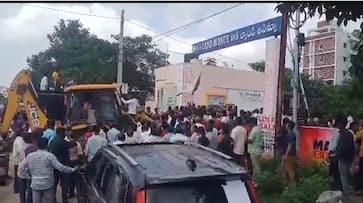 BJYM Leader Sai Prasad hul chal with bulldozers in Malkajgiri AKP BJYM Leader Sai Prasad hul chal with bulldozers in Malkajgiri AKP
